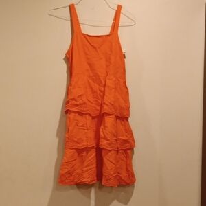 Bright Orange Tiered Eyelet Summer Dress